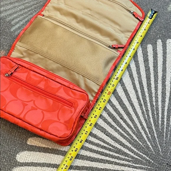 COACH ORANGE HANGING TOILETRY/COSMETICS BAG - Picture 9 of 13